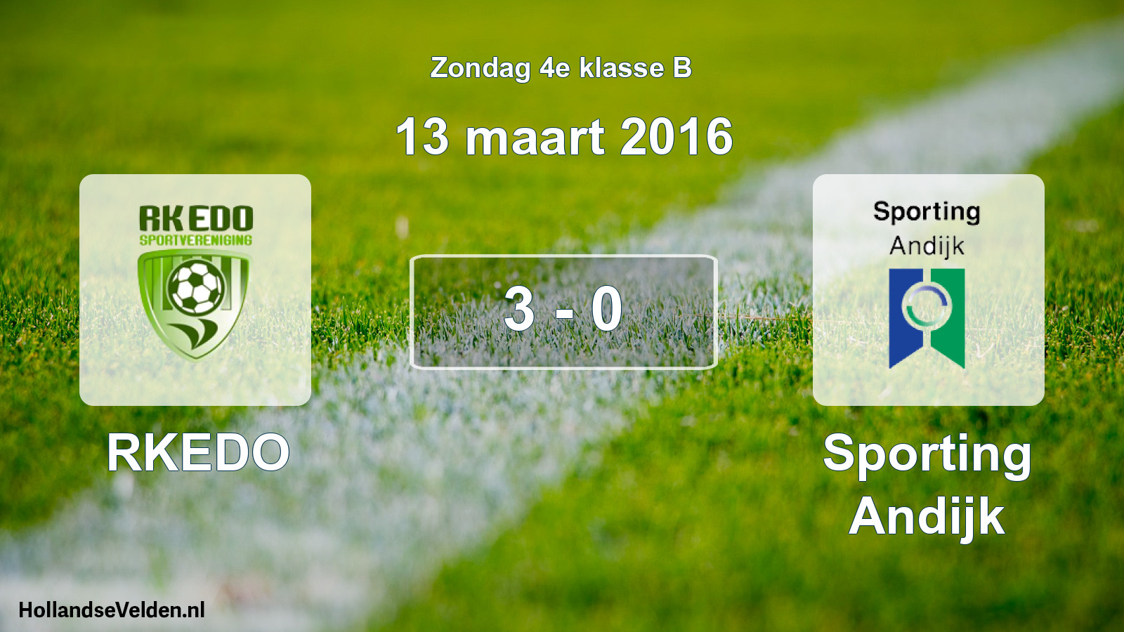 Total number of matches played: RKEDO - Sporting Andijk 3 - 0 (13 March 2016)