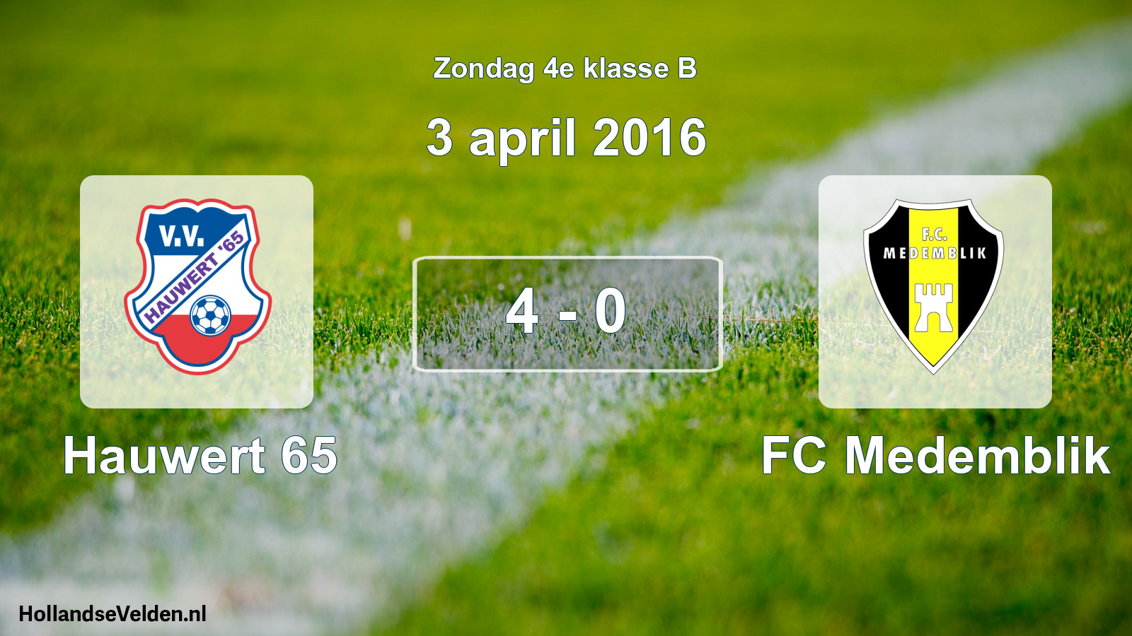 Total number of matches played: Hauwert 65 - FC Medemblik 4 - 0 (3 April 2016)