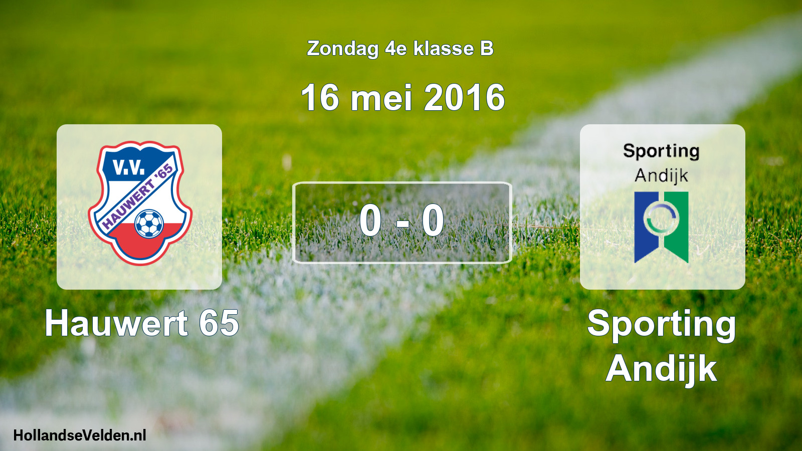 Total number of matches played: Hauwert 65 - Sporting Andijk 0 - 0 (16 May 2016)