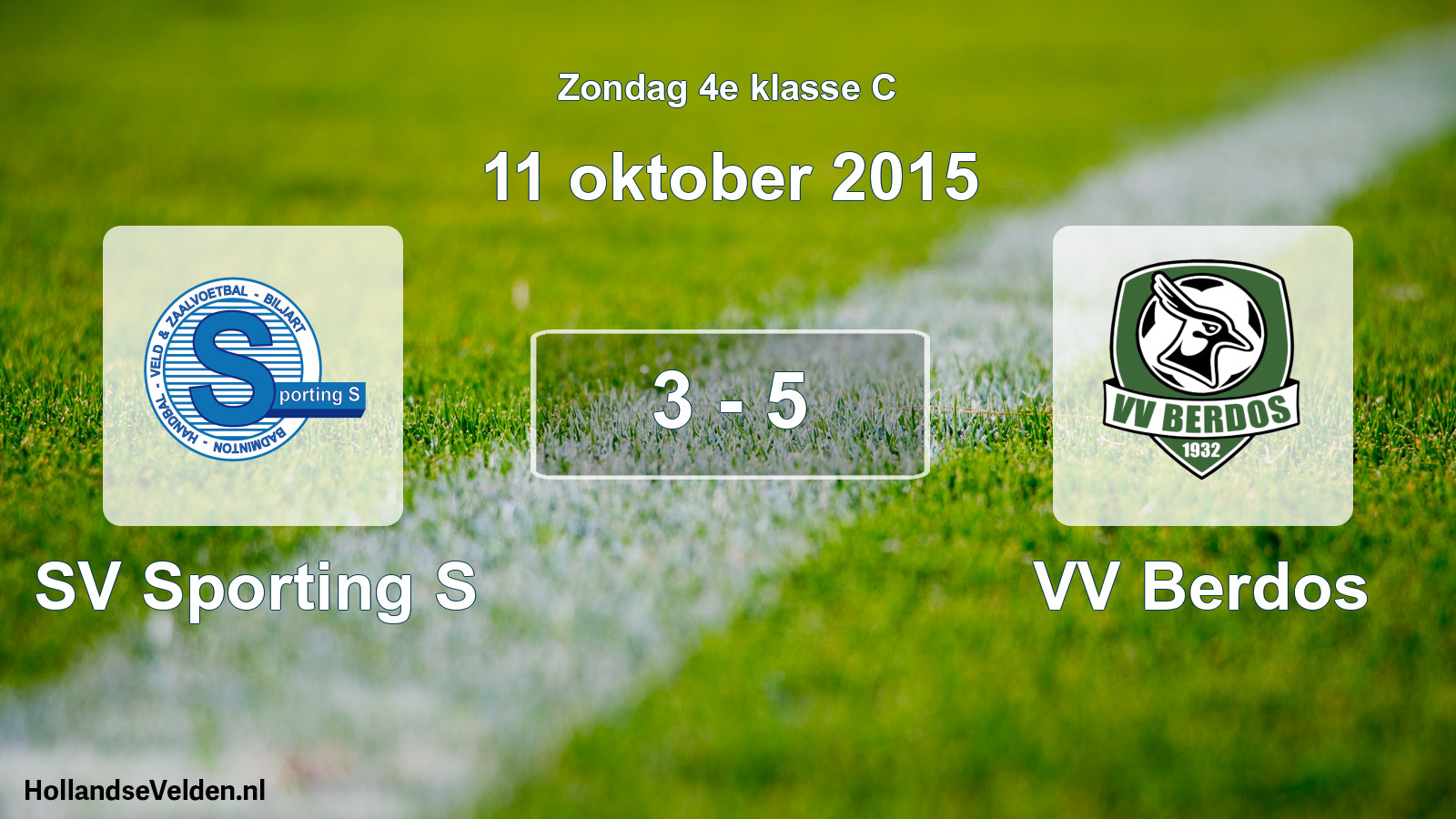 Total number of matches played: SV Sporting S - VV Berdos 3 - 5 (11 October 2015)