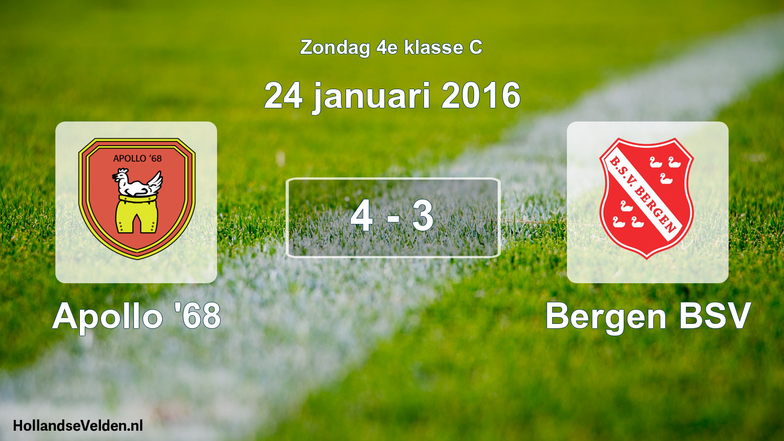 Total number of matches played: Apollo '68 - Bergen BSV 4 - 3 (24 January 2016)