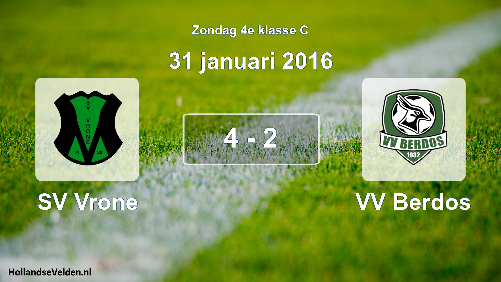 Total number of matches played: SV Vrone - VV Berdos 4 - 2 (31 January 2016)