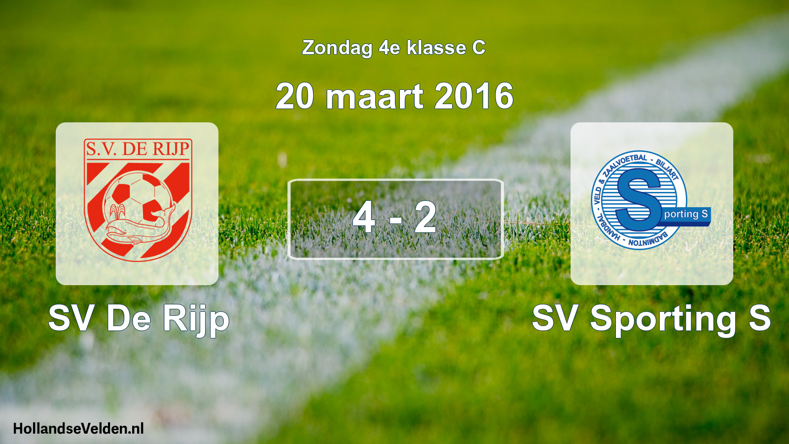 Total number of matches played: SV De Rijp - SV Sporting S 4 - 2 (20 March 2016)