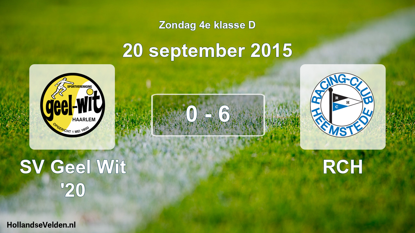 Total number of matches played: SV Geel Wit '20 - RCH 0 - 6 (20 September 2015)