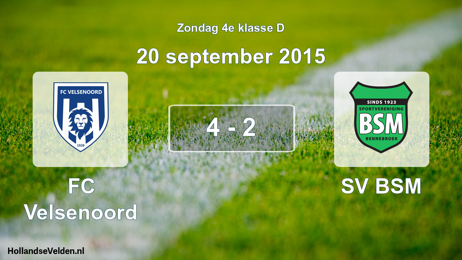 Total number of matches played: FC Velsenoord - SV BSM 4 - 2 (20 September 2015)