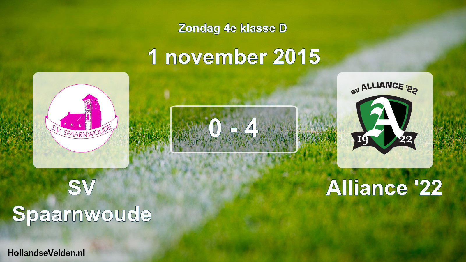 Total number of matches played: SV Spaarnwoude - Alliance '22 0 - 4 (1 November 2015)