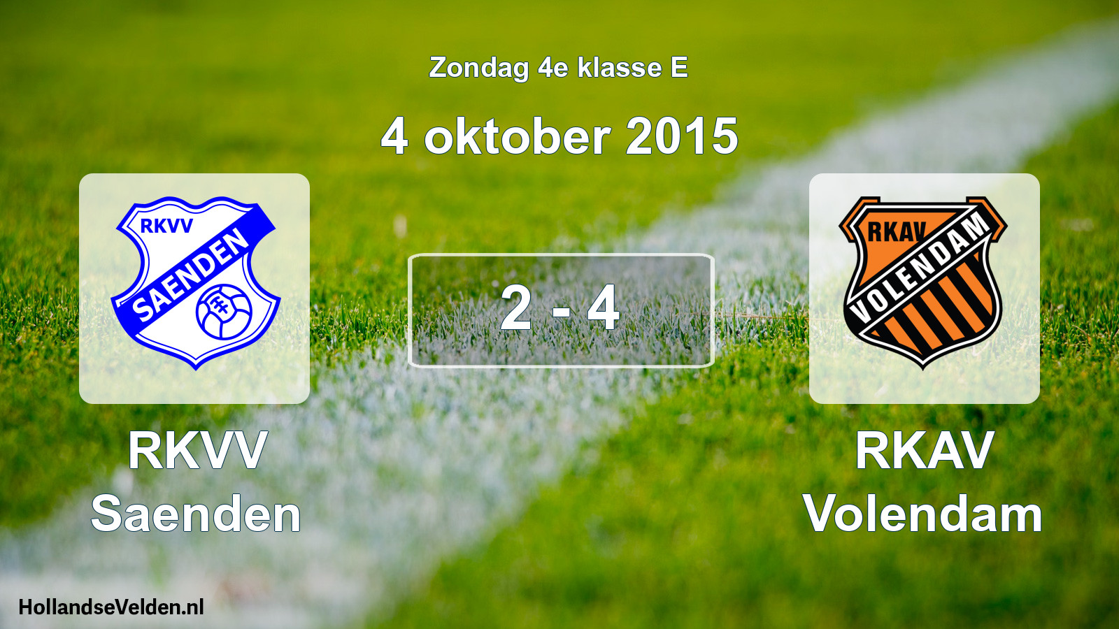 Total number of matches played: RKVV Saenden - RKAV Volendam 2 - 4 (4 October 2015)