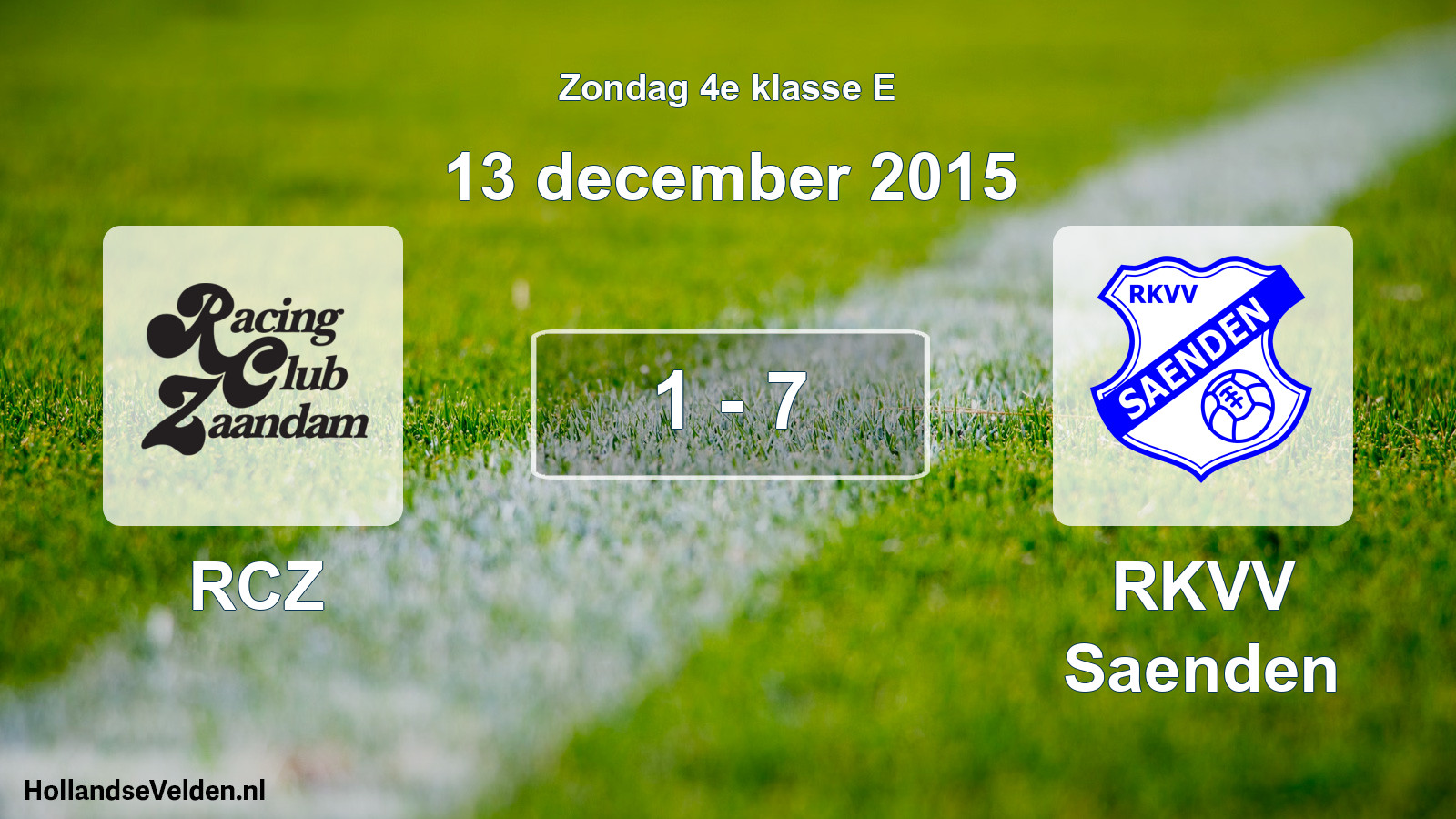Total number of matches played: RCZ - RKVV Saenden 1 - 7 (13 December 2015)