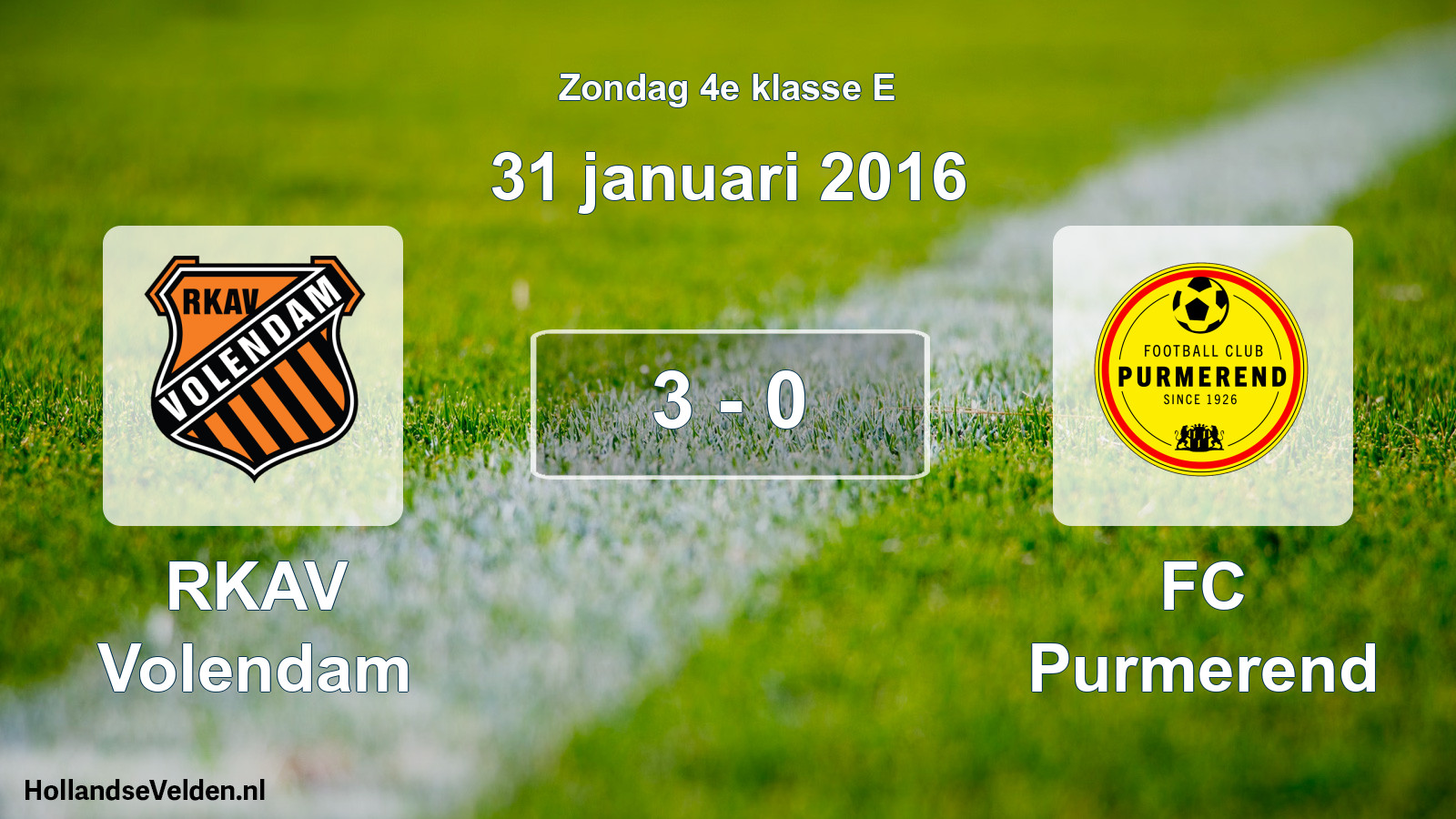 Total number of matches played: RKAV Volendam - FC Purmerend 3 - 0 (31 January 2016)
