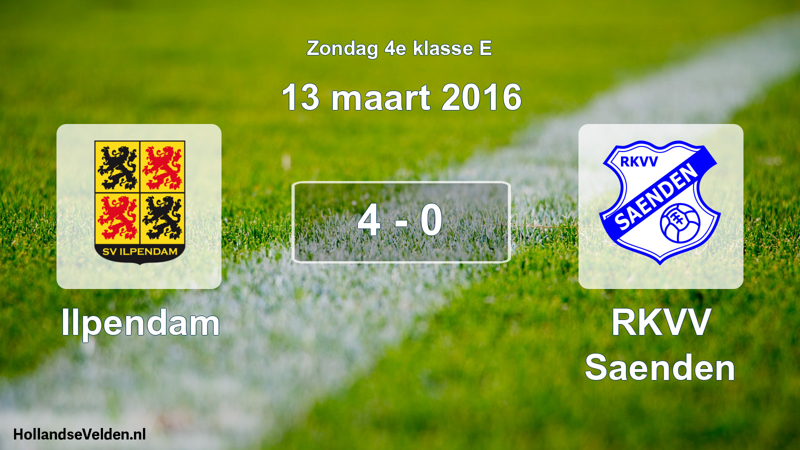 Total number of matches played: Ilpendam - RKVV Saenden 4 - 0 (13 March 2016)