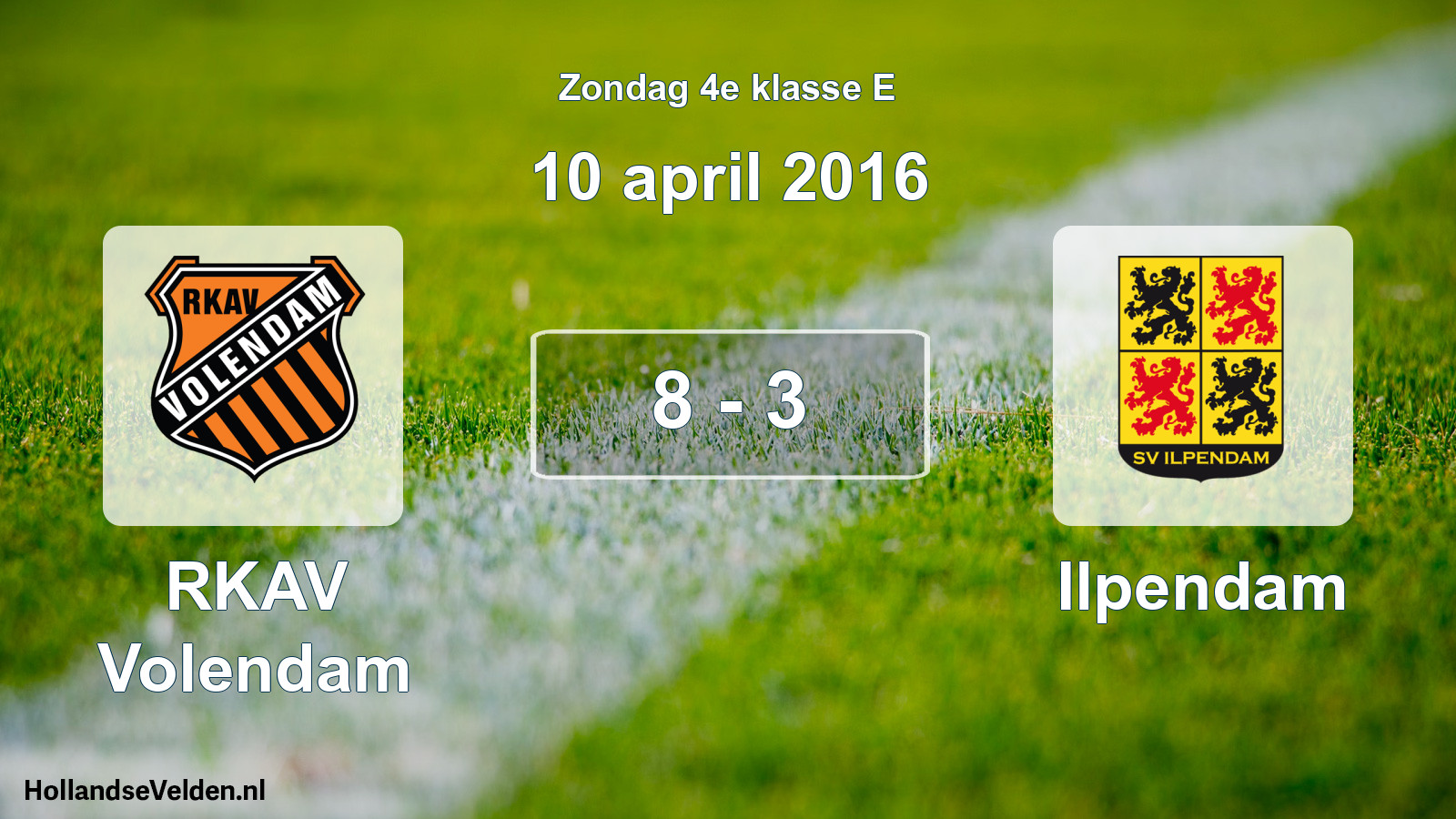 Total number of matches played: RKAV Volendam - Ilpendam 8 - 3 (10 April 2016)