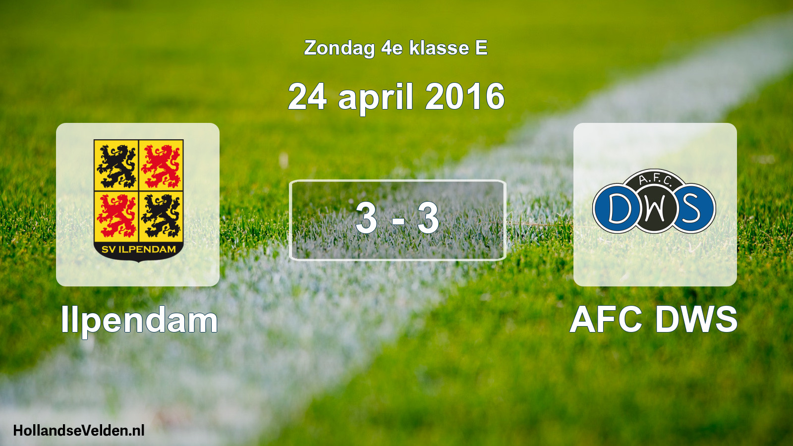 Total number of matches played: Ilpendam - AFC DWS 3 - 3 (24 April 2016)