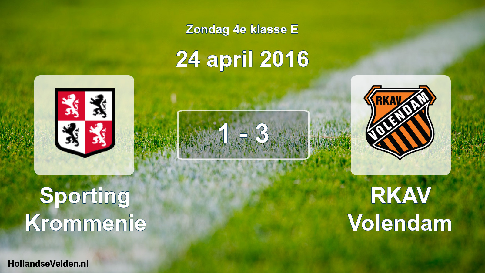 Total number of matches played: Sporting Krommenie - RKAV Volendam 1 - 3 (24 April 2016)