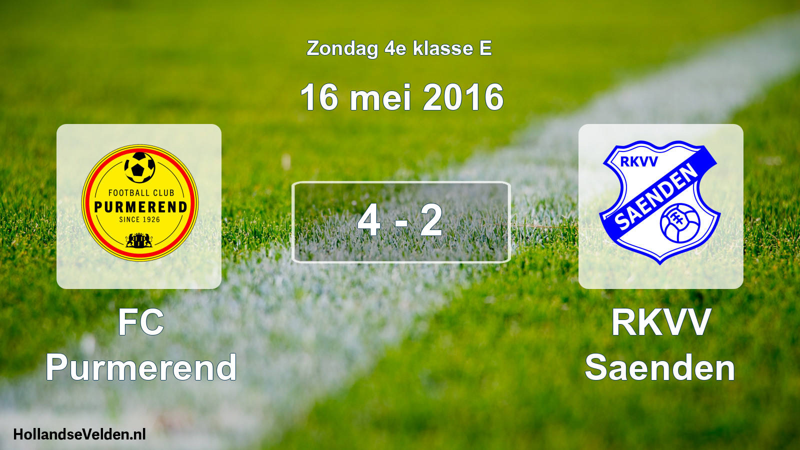 Total number of matches played: FC Purmerend - RKVV Saenden 4 - 2 (16 May 2016)