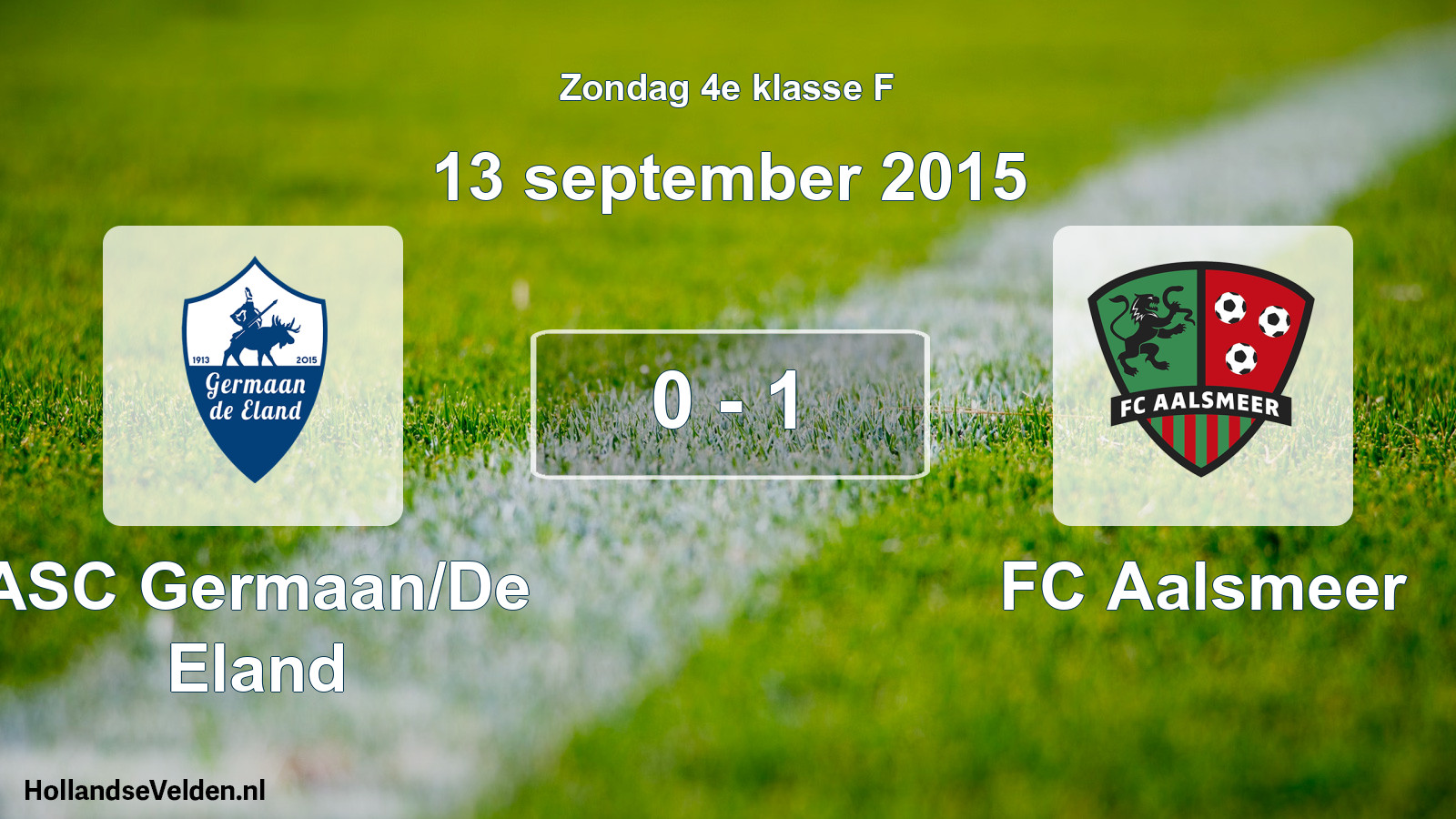 Total number of matches played: ASC Germaan/De Eland - FC Aalsmeer 0 - 1 (13 September 2015)