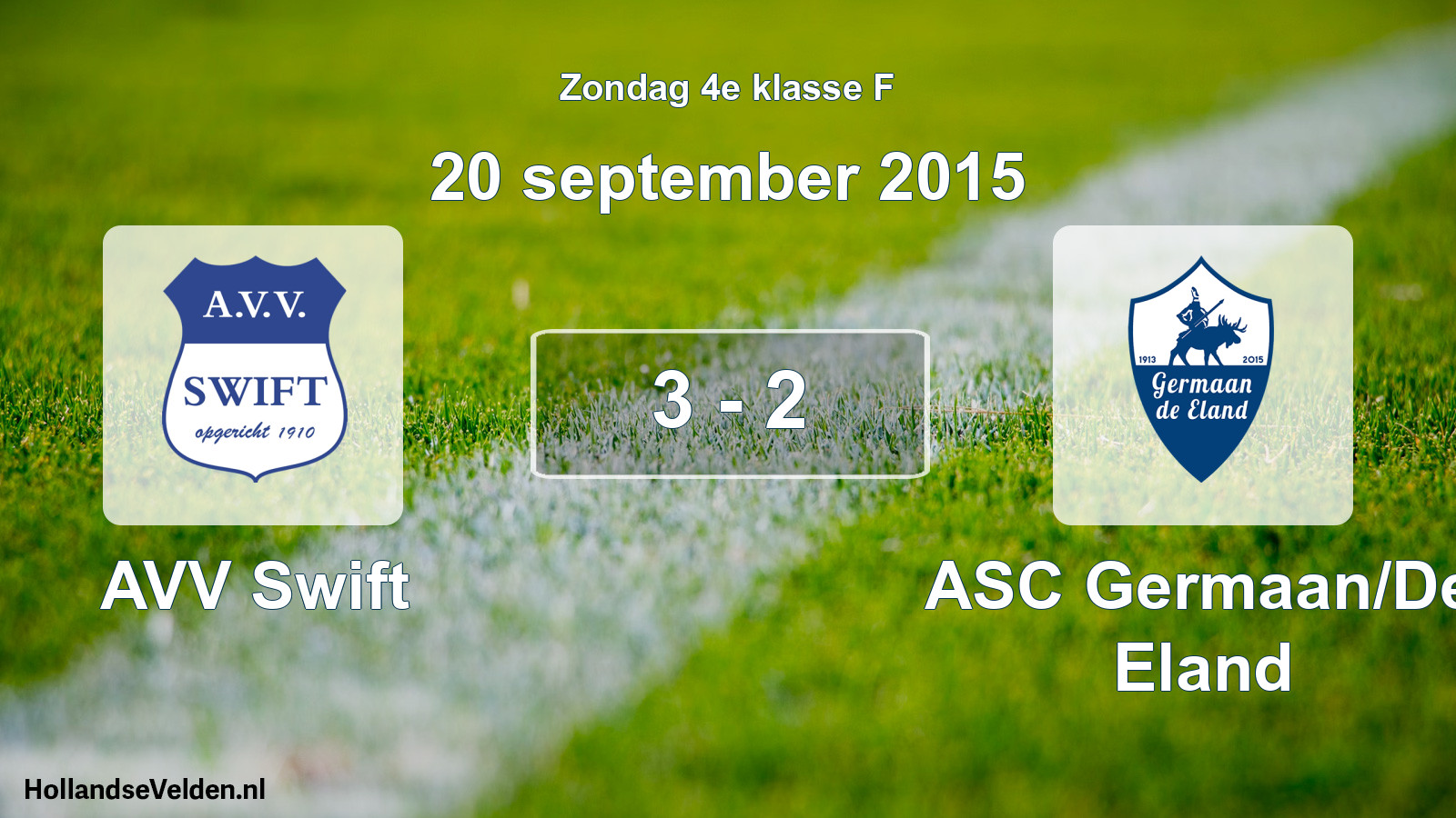 Total number of matches played: AVV Swift - ASC Germaan/De Eland 3 - 2 (20 September 2015)