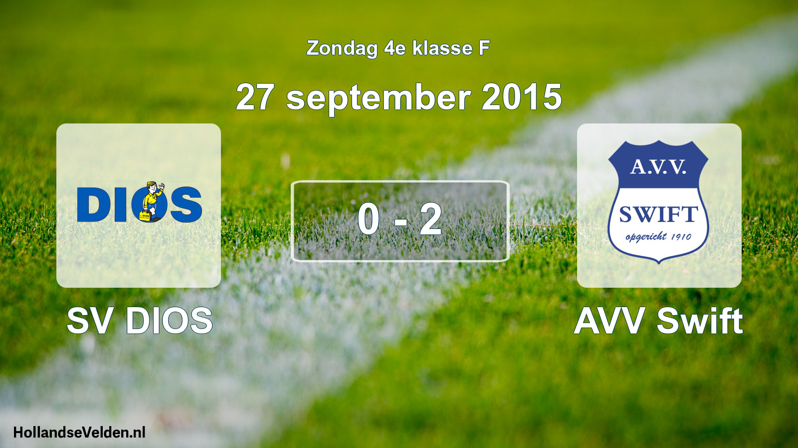 Total number of matches played: SV DIOS - AVV Swift 0 - 2 (27 September 2015)