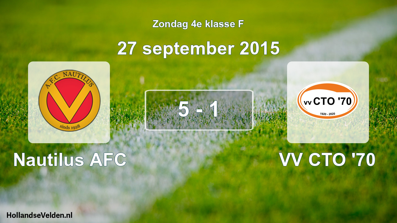 Total number of matches played: Nautilus AFC - VV CTO '70 5 - 1 (27 September 2015)