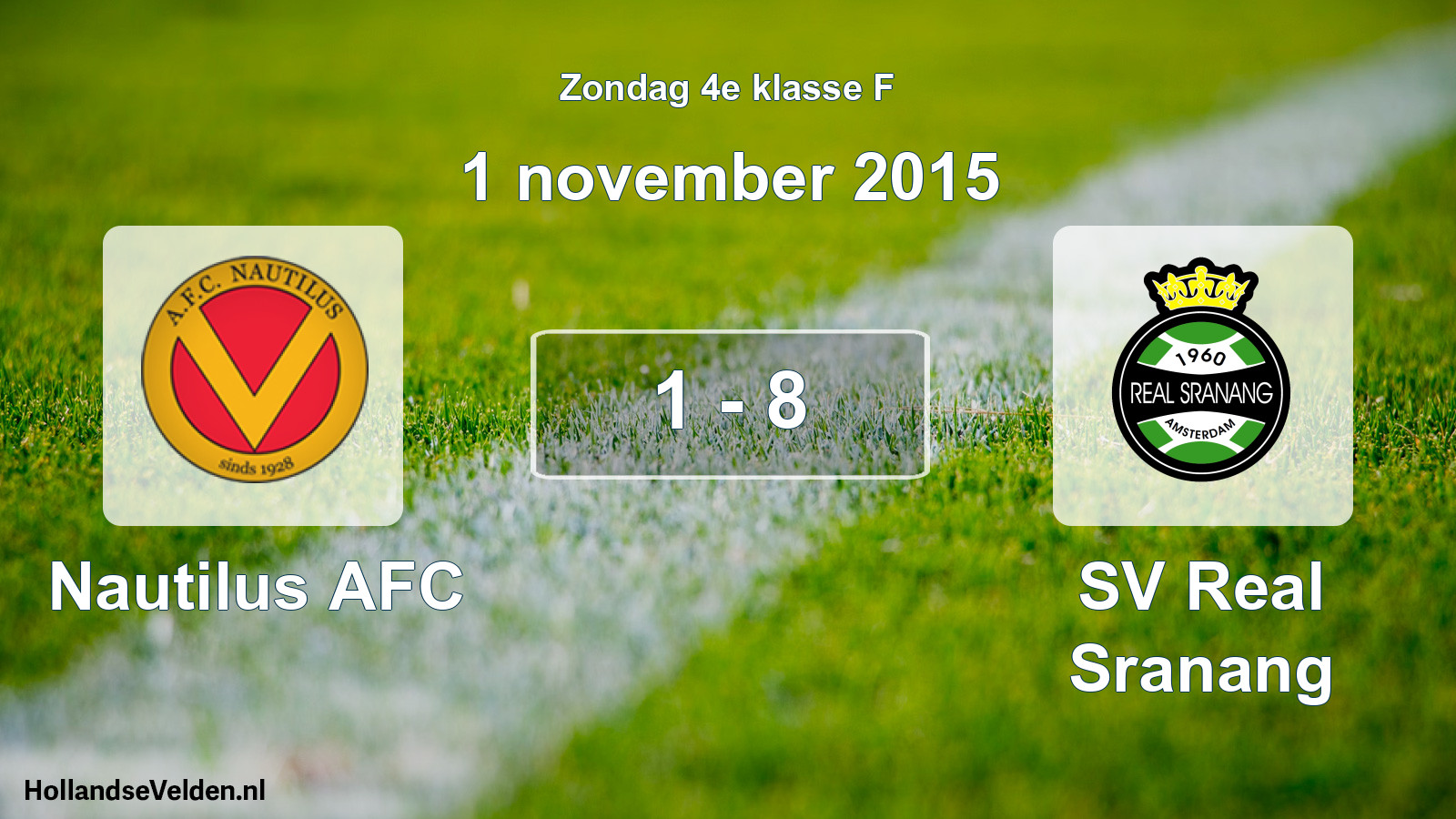 Total number of matches played: Nautilus AFC - SV Real Sranang 1 - 8 (1 November 2015)
