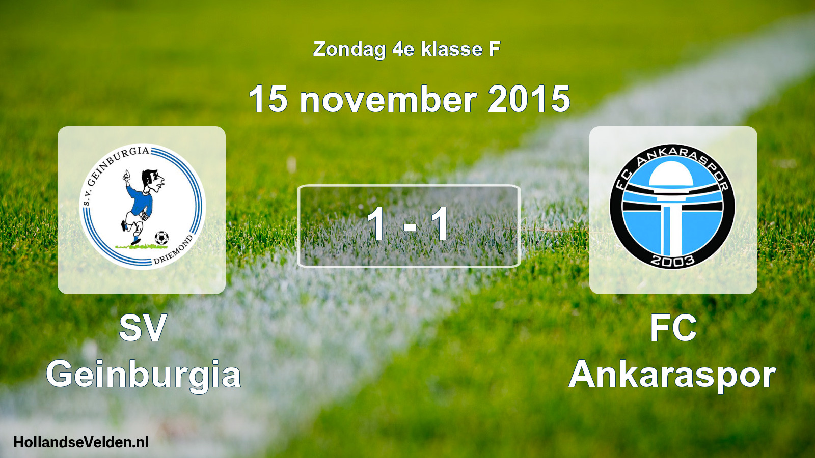 Total number of matches played: SV Geinburgia - FC Ankaraspor 1 - 1 (15 November 2015)