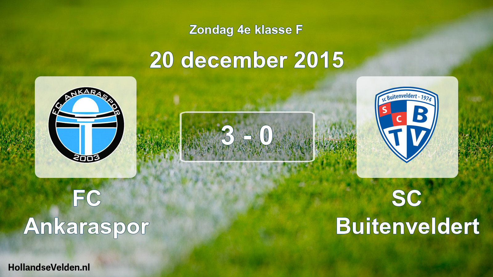 Total number of matches played: FC Ankaraspor - SC Buitenveldert 3 - 0 (20 December 2015)