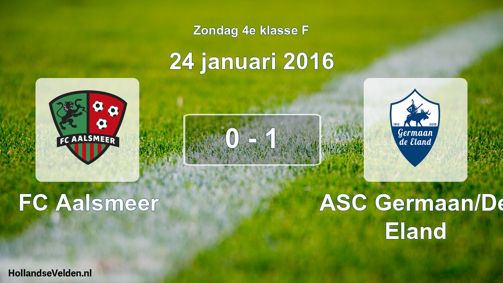 Total number of matches played: FC Aalsmeer - ASC Germaan/De Eland 0 - 1 (24 January 2016)
