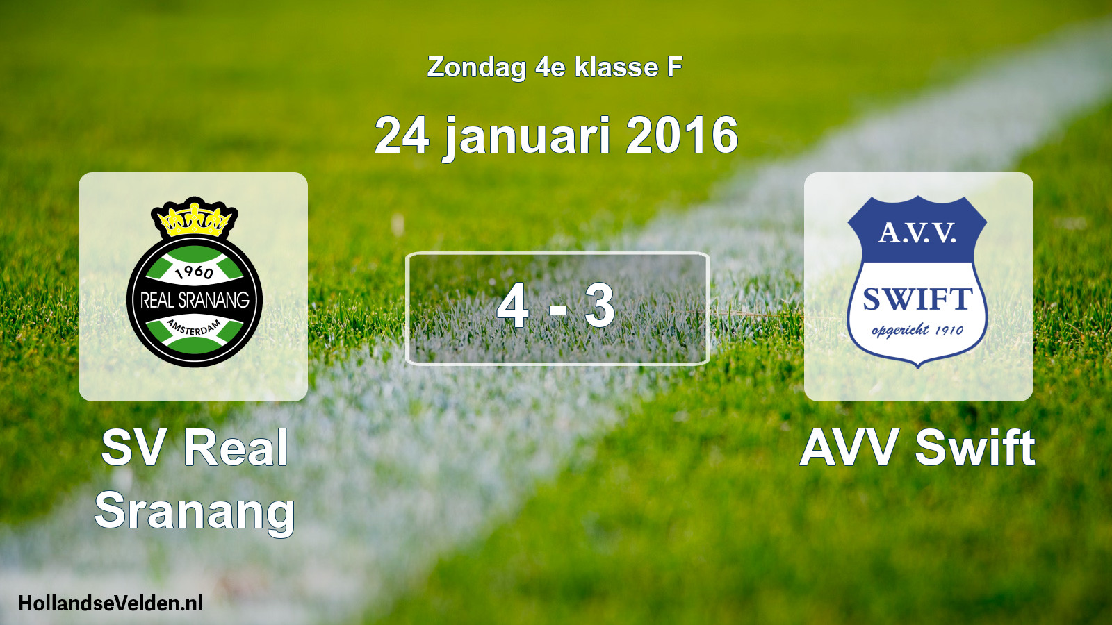 Total number of matches played: SV Real Sranang - AVV Swift 4 - 3 (24 January 2016)
