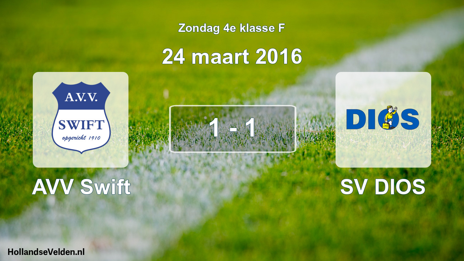 Total number of matches played: AVV Swift - SV DIOS 1 - 1 (24 March 2016)