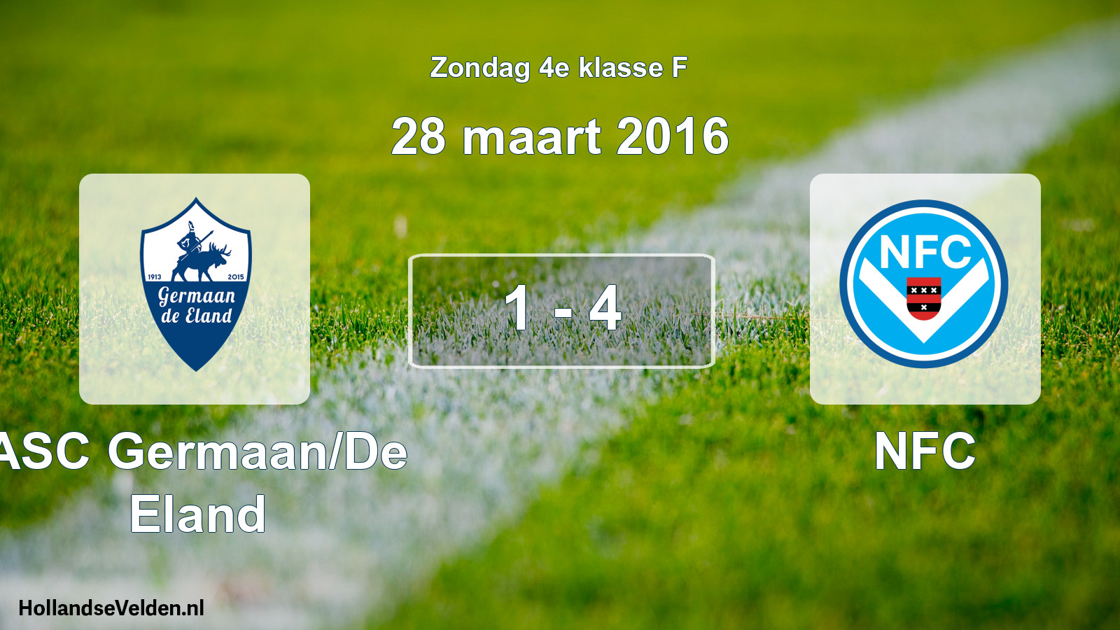 Total number of matches played: ASC Germaan/De Eland - NFC 1 - 4 (28 March 2016)