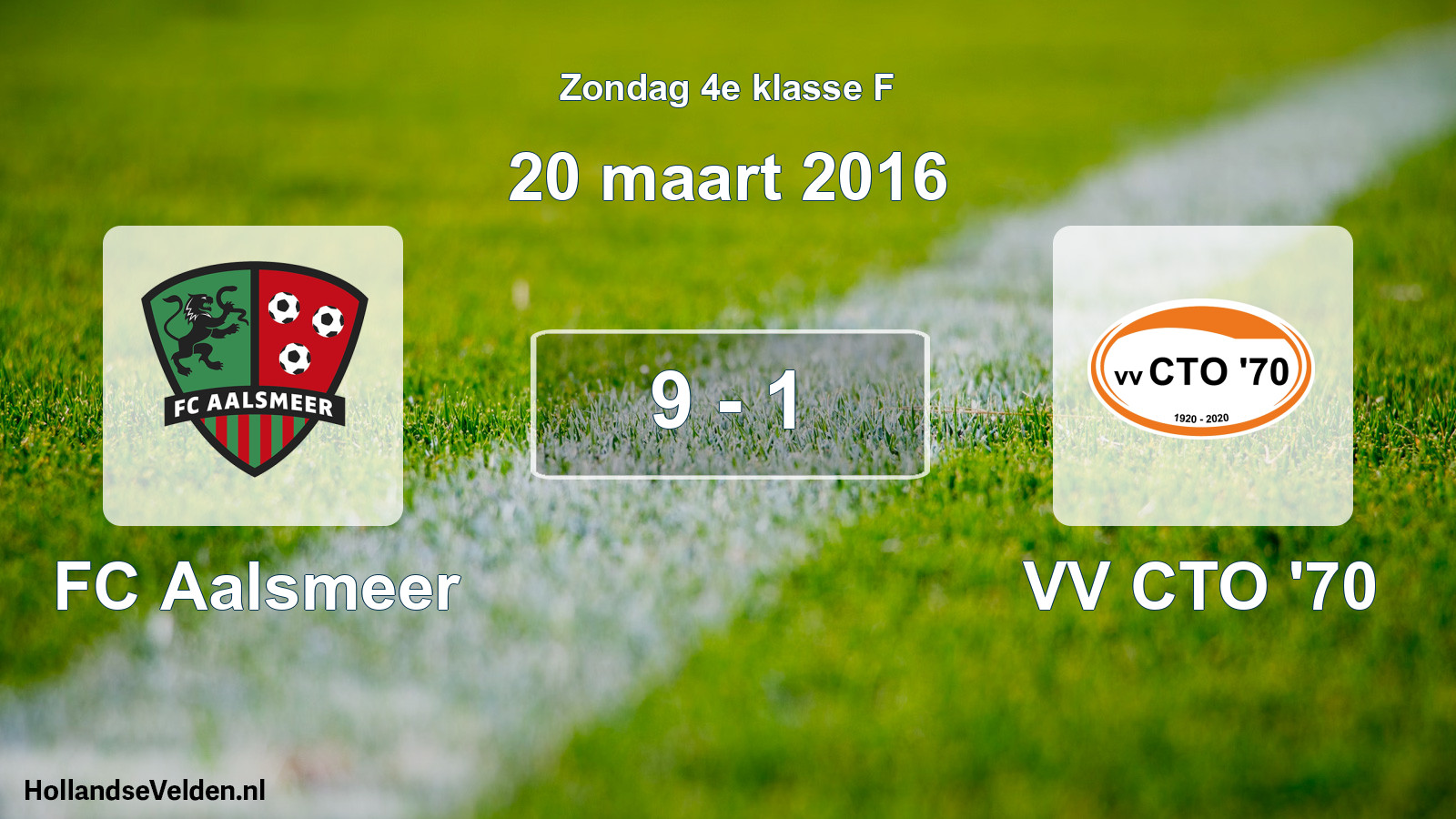 Total number of matches played: FC Aalsmeer - VV CTO '70 9 - 1 (20 March 2016)