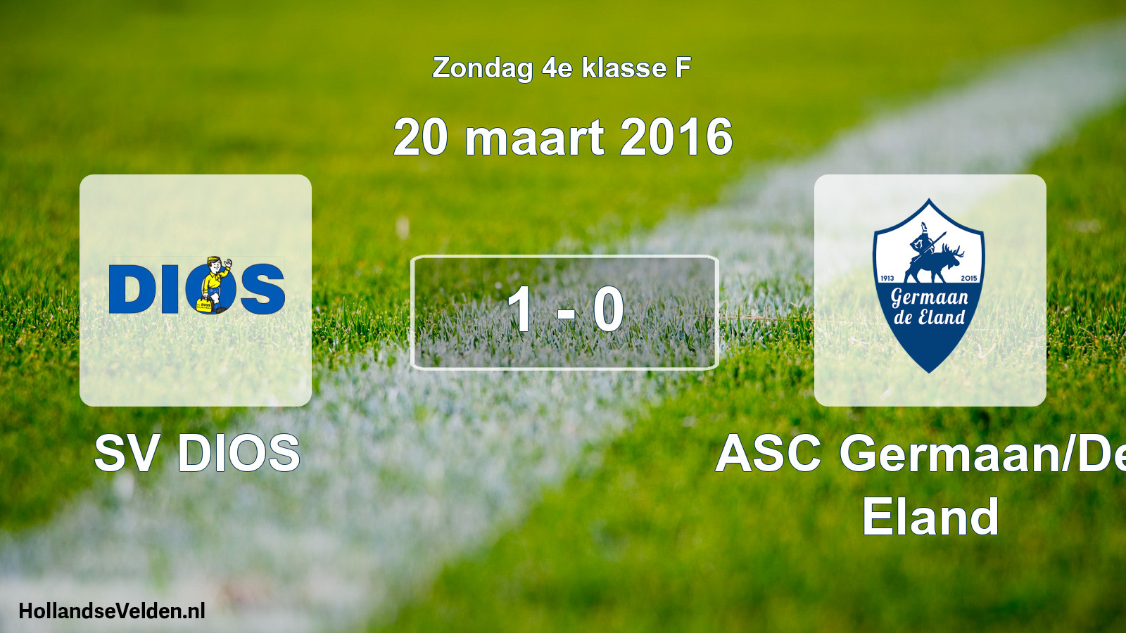 Total number of matches played: SV DIOS - ASC Germaan/De Eland 1 - 0 (20 March 2016)