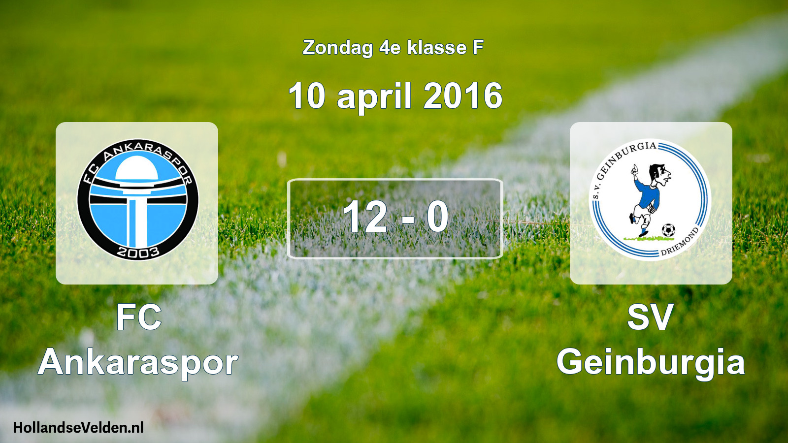 Total number of matches played: FC Ankaraspor - SV Geinburgia 12 - 0 (10 April 2016)