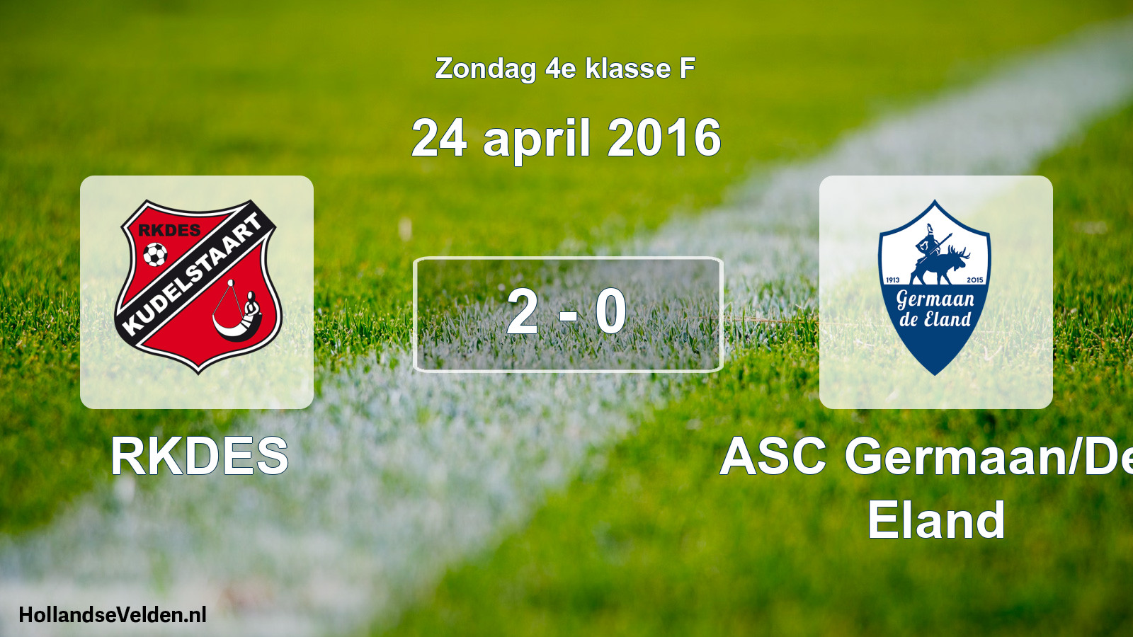 Total number of matches played: RKDES - ASC Germaan/De Eland 2 - 0 (24 April 2016)