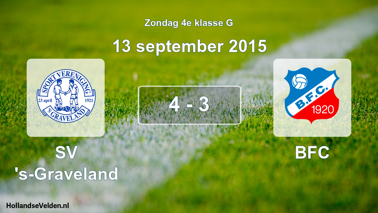 Total number of matches played: SV 's-Graveland - BFC 4 - 3 (13 September 2015)