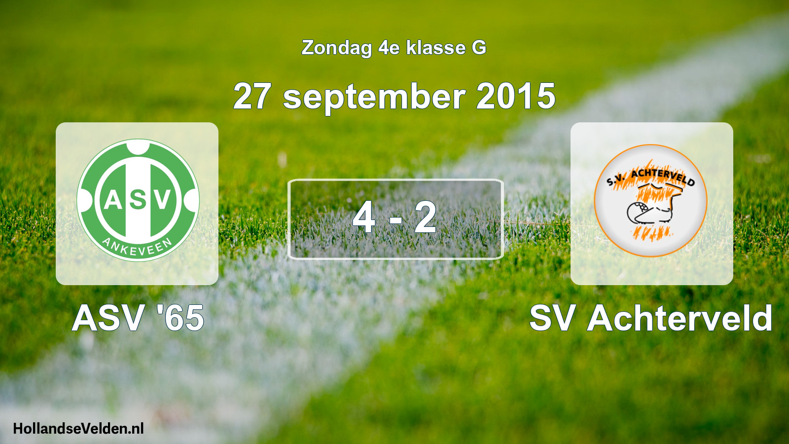 Total number of matches played: ASV '65 - SV Achterveld 4 - 2 (27 September 2015)