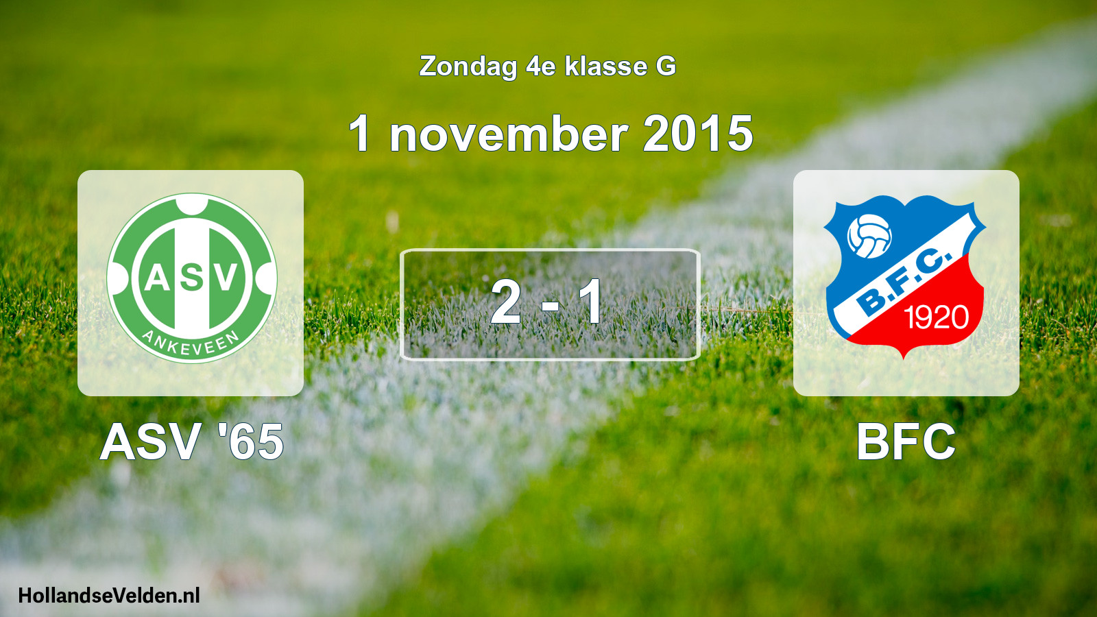 Total number of matches played: ASV '65 - BFC 2 - 1 (1 November 2015)