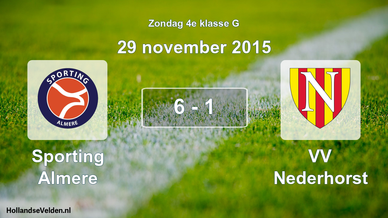 Total number of matches played: Sporting Almere - VV Nederhorst 6 - 1 (29 November 2015)