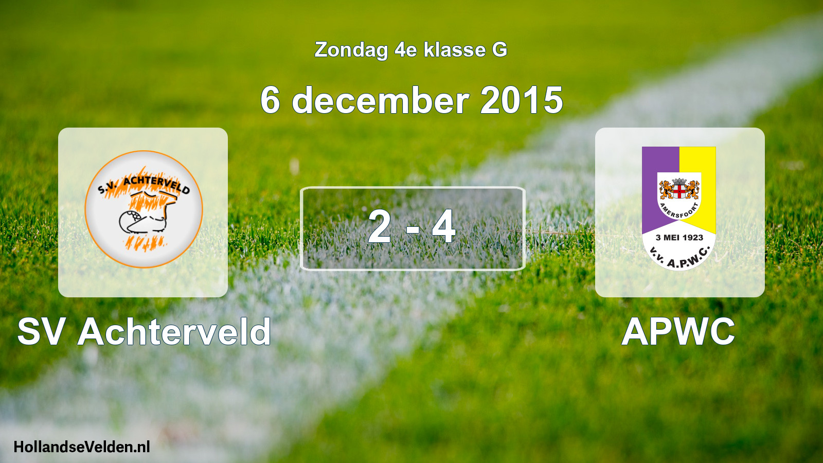 Total number of matches played: SV Achterveld - APWC 2 - 4 (6 December 2015)