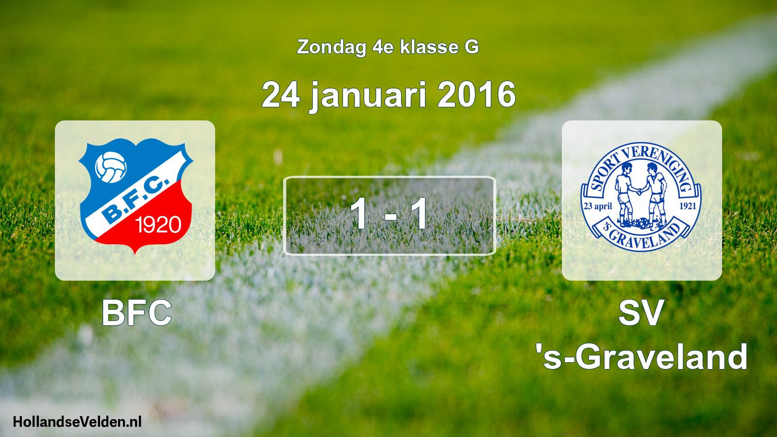 Total number of matches played: BFC - SV 's-Graveland 1 - 1 (24 January 2016)