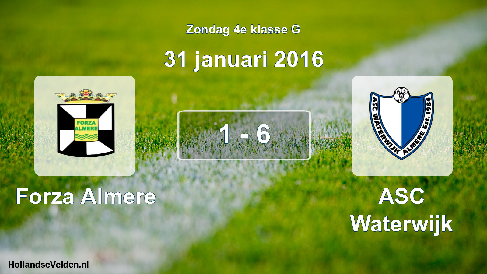 Total number of matches played: Forza Almere - ASC Waterwijk 1 - 6 (31 January 2016)