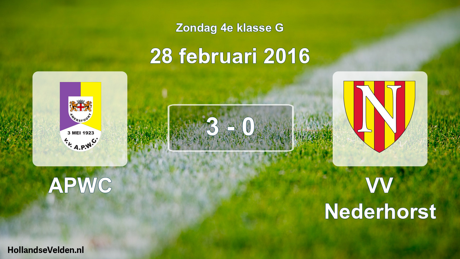 Total number of matches played: APWC - VV Nederhorst 3 - 0 (28 February 2016)