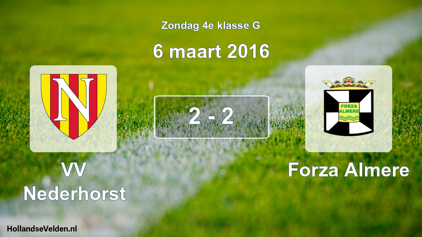 Total number of matches played: VV Nederhorst - Forza Almere 2 - 2 (6 March 2016)