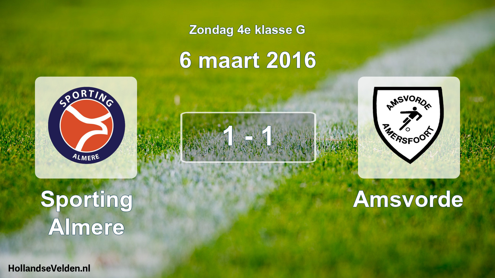Total number of matches played: Sporting Almere - Amsvorde 1 - 1 (6 March 2016)