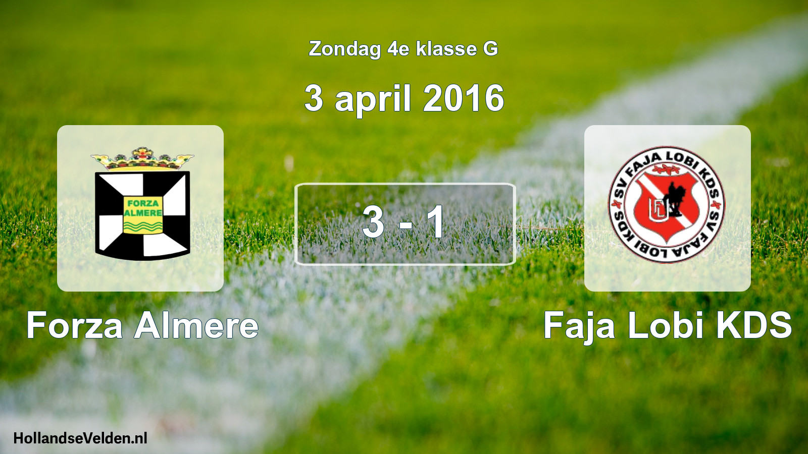 Total number of matches played: Forza Almere - Faja Lobi KDS 3 - 1 (3 April 2016)