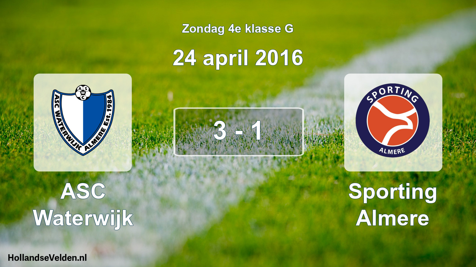 Total number of matches played: ASC Waterwijk - Sporting Almere 3 - 1 (24 April 2016)