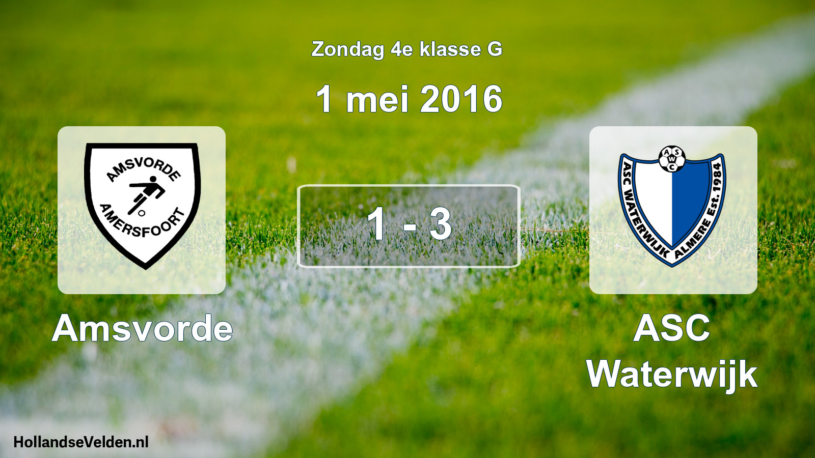Total number of matches played: Amsvorde - ASC Waterwijk 1 - 3 (1 May 2016)