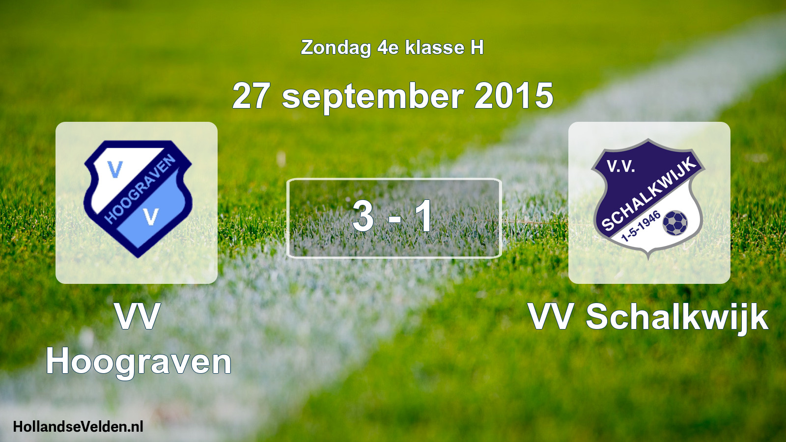 Total number of matches played: VV Hoograven - VV Schalkwijk 3 - 1 (27 September 2015)
