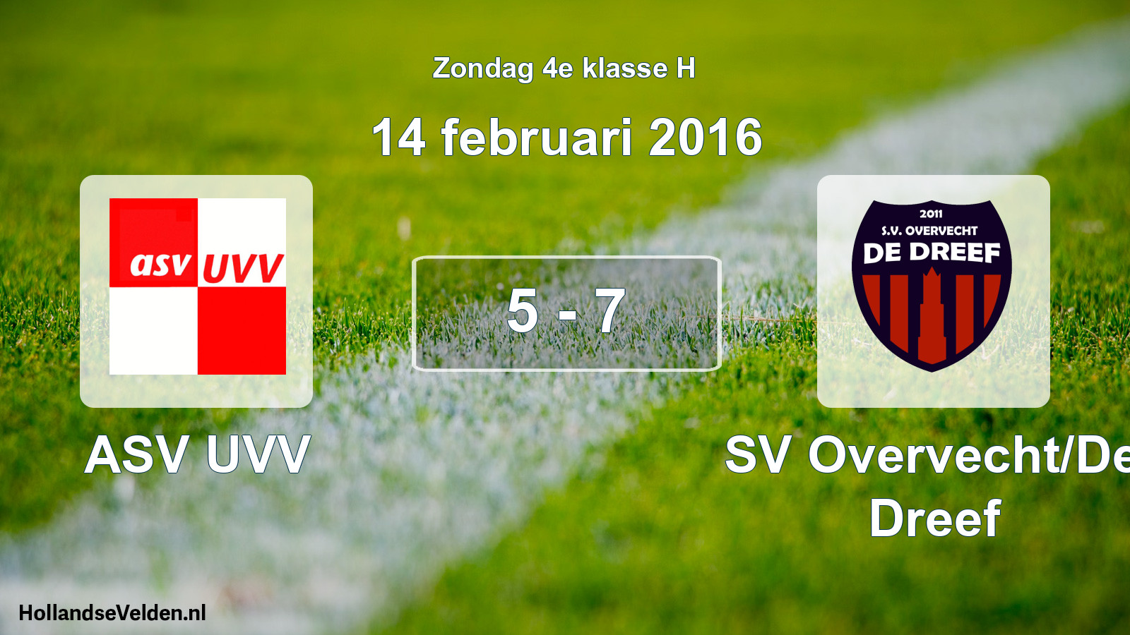 Total number of matches played: ASV UVV - SV Overvecht/De Dreef 5 - 7 (14 February 2016)