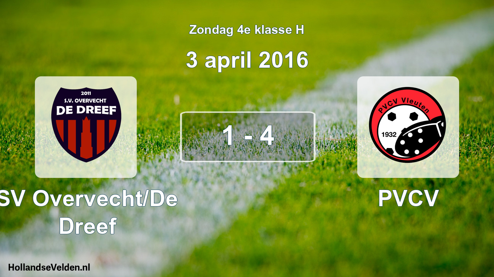Total number of matches played: SV Overvecht/De Dreef - PVCV 1 - 4 (3 April 2016)