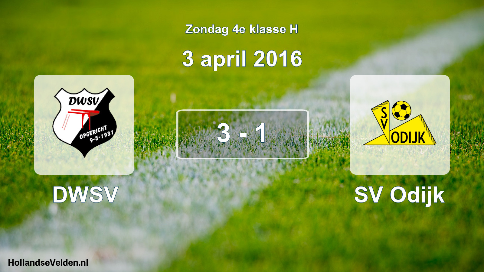 Total number of matches played: DWSV - SV Odijk 3 - 1 (3 April 2016)
